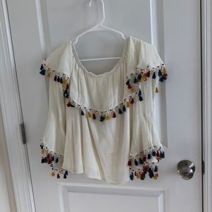White blouse with tassels!
